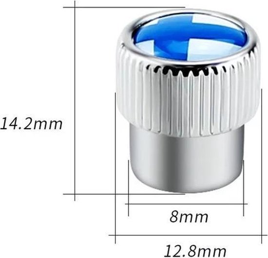 Set de bouchons de valve en acier. Drapeau finlandais. Chrome