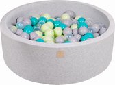 Ballenbakje.nl® Ronde Ballenbak set incl 200 ballen 90x30cm - Licht grijs: Turquoise, licht groen en transparant