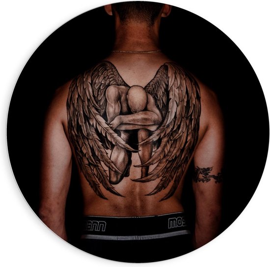 Cercle mural Forex - Tatouage sur le dos de l'homme avec des ailes - Photo  90x90cm sur... | bol