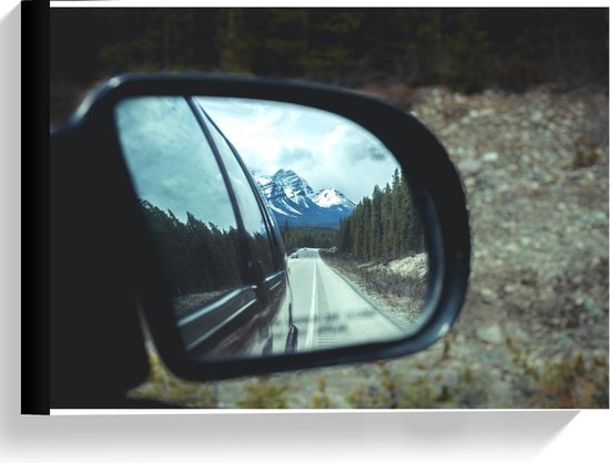 Toile - Montagnes vues dans le miroir d'une voiture - 40x30cm Photo sur toile (Décoration murale sur toile)