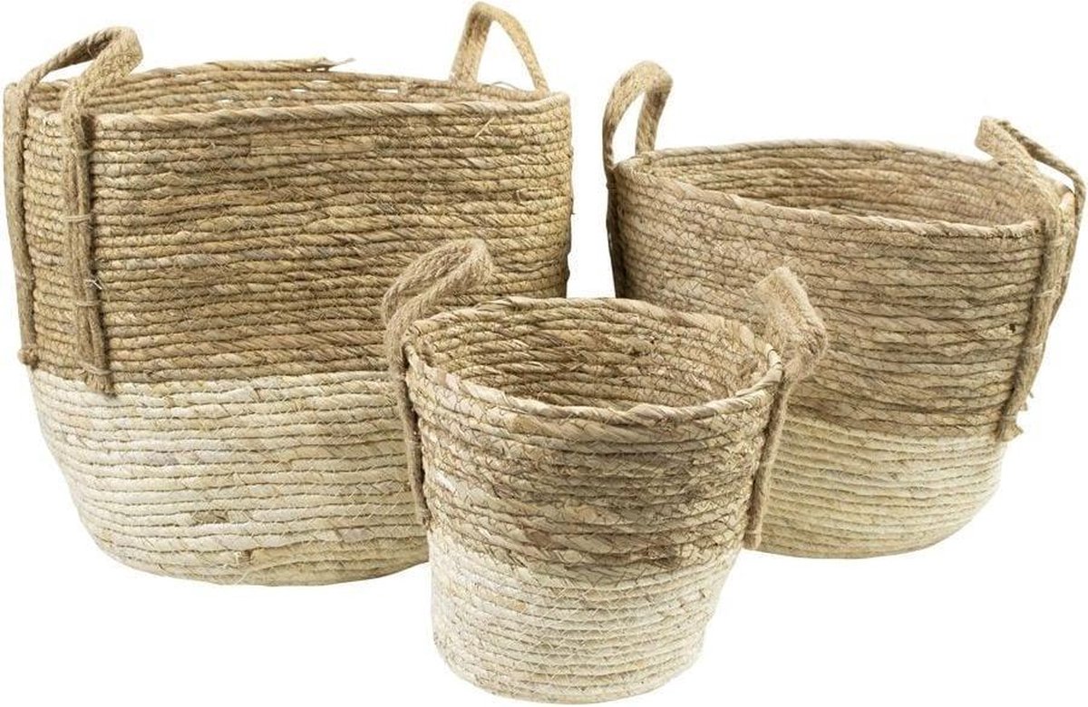 manden naturel ecru (set van 3)*