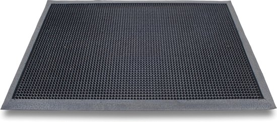 Rubberen antislip deurmatten/schoonloopmatten zwart 60 x 100 cm rechthoekig - zware kwaliteit droogloopmat