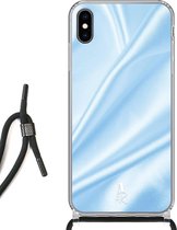 iPhone Xs Max hoesje met koord - Baby Blue Satin