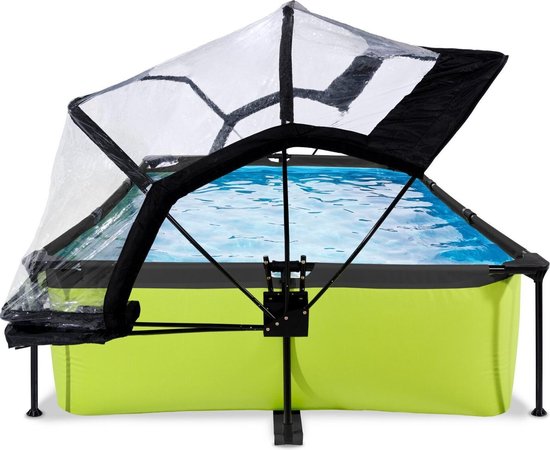 EXIT Lime Frame Zwembad 300x200x65cm - Opzetzwembad - met Filterpomp & Overkapping - Rechthoekig - Groen