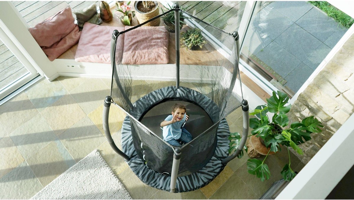 EXIT Tiggy Trampoline ø140cm - met Veiligheidsnet - Rond - Zwart/grijs