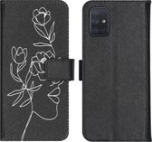 iMoshion Design Softcase Book Case Samsung Galaxy A71 hoesje - Woman Flower Black