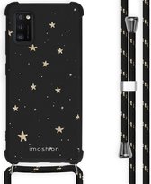 iMoshion Design hoesje met koord voor de Samsung Galaxy A41 - Sterren - Zwart / Goud