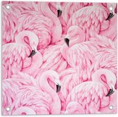Tuinposter – Roze Flamingo's Patroon - 50x50cm Foto op Tuinposter  (wanddecoratie voor buiten en binnen)