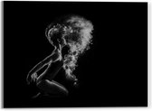 Acrylglas - Meisje met Stofwolk (zwart/wit) - 40x30cm Foto op Acrylglas (Wanddecoratie op Acrylglas)