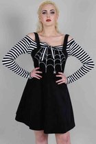 Voodoo Vixen Skater jurk -M- Charlotte Spider Web Embroidery Overall Corduroy Zwart