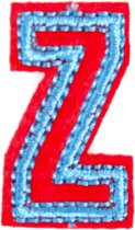 Alfabet Letter Strijk Embleem Patches Rood Blauw 3 x 2 cm / Letter Z