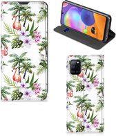 Hoesje met naam Geschikt voor Samsung Galaxy A31 Telefoonhoesje Flamingo Palms