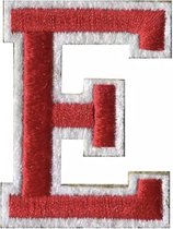 Alfabet Strijk Letter Embleem Patch Rood Wit Dun Randje B 4 x L 5.1 cm / Letter E