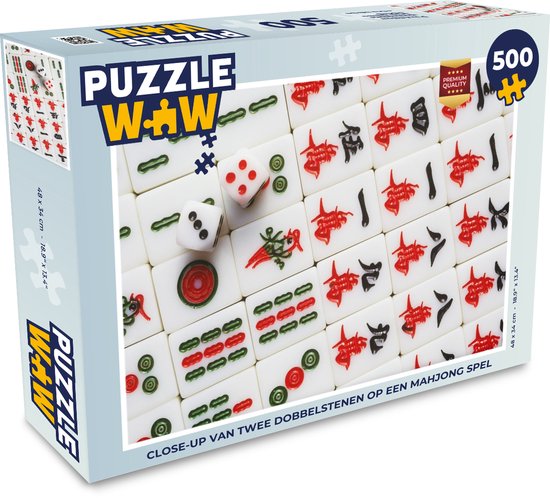 Puzzel 500 stukjes Mahjong - Close-up van twee dobbelstenen op een mahjong  spel -... | bol.com
