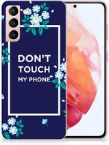 Housse en Cuir Etui de Protection pour Samsung Galaxy S21 Coque Téléphone Fleurs Bleues Dtmp