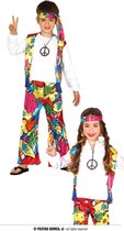 Guirca - Hippie Kostuum - Flower Power Bloemenkind Wil Vrede Kind Kostuum - wit / beige,multicolor - Maat 176 - Carnavalskleding - Verkleedkleding