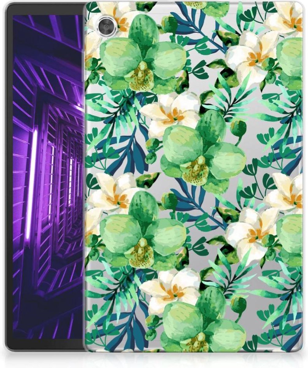 Back Cover voor Lenovo Tab M10 Plus Siliconen Hoesje Orchidee Groen