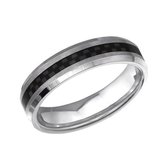 Ring met zwarte streep carbon fiber-Titanium-Zwart-zilverkleurig-maat 21