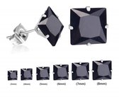 Aramat jewels ® - Stalen oorbellen zirkonia vierkant 4mm zwart