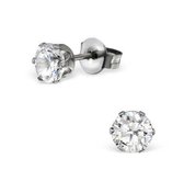 Aramat jewels ® - Stalen oorbellen zirkonia 5mm transparant