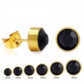 Aramat jewels ® - Zweerknopjes zwart kristal goudkleurig chirurgisch staal 8mm