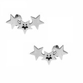 Aramat jewels ® - Oorbellen 3 sterren staal zilverkleurig 9mm x 4mm kinderen