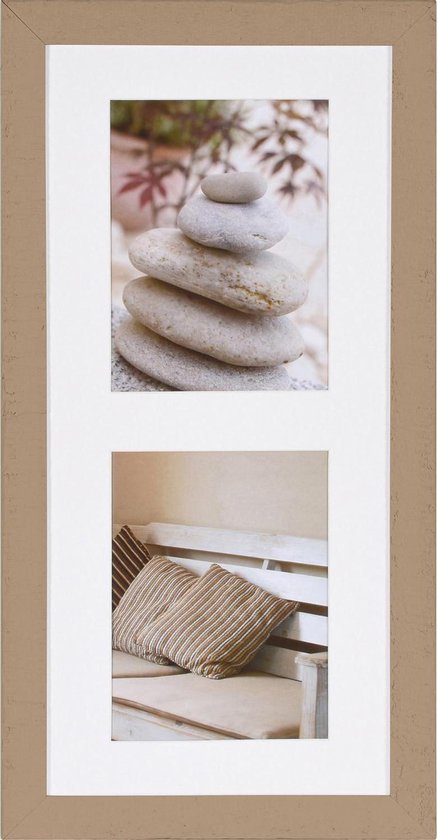 Fotolijst - Henzo - Driftwood Gallery - Collagelijst voor 2 foto's - Fotomaat 15x20 cm - Beige