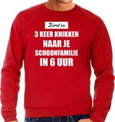 Rode foute Kersttrui / sweater - Kerst is 3 keer knikken naar schoonfamilie - heren - Kerstkleding / Christmas outfit S