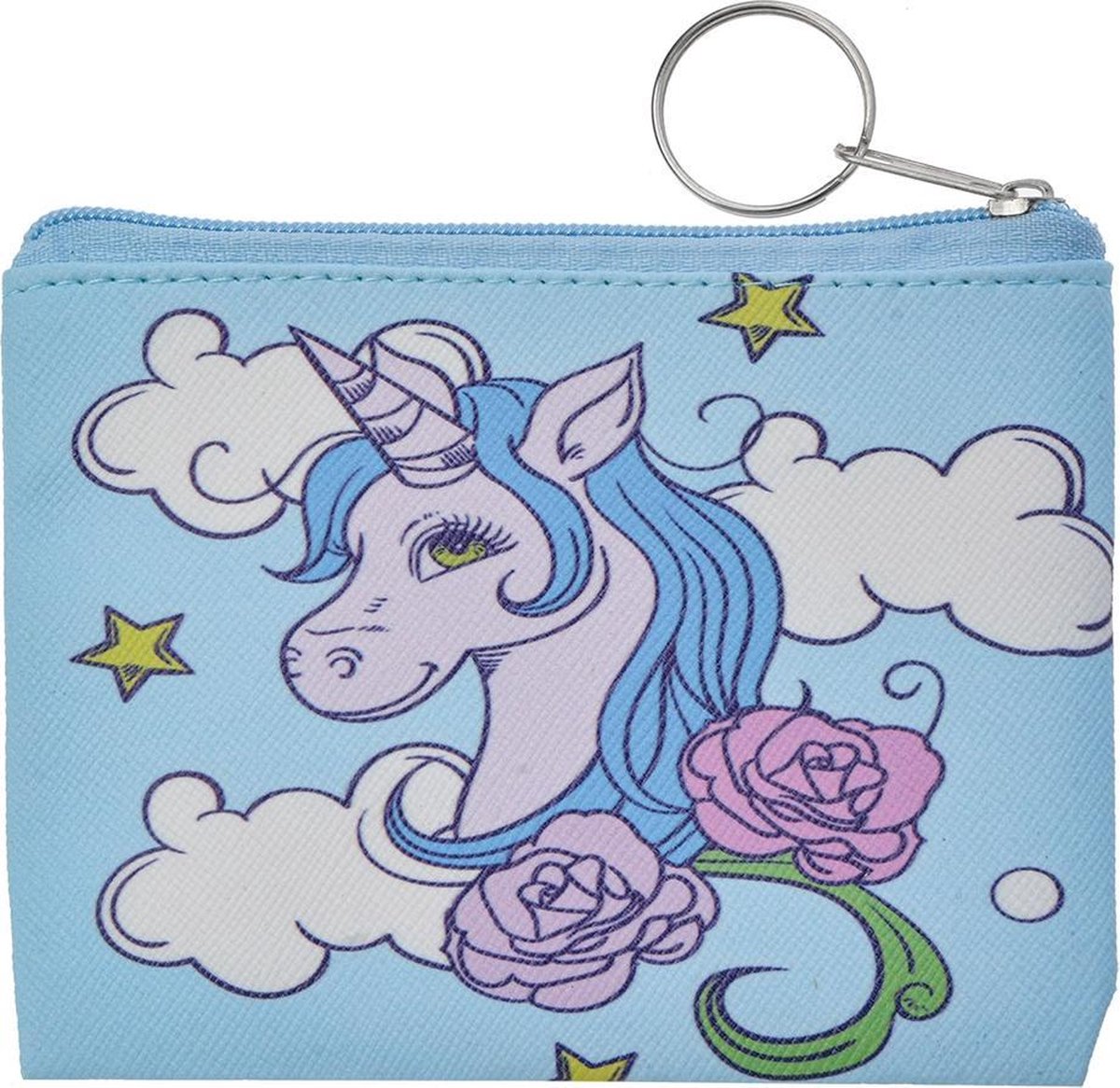 Melady Portemonnee 11*8 cm Blauw Kunststof Unicorn Rechthoek Beurs Geldbeurs Geldbuidel