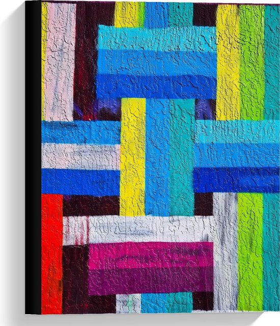 Canvas  - Blauw/Groen/Geel/Rode Strepen - 30x40cm Foto op Canvas Schilderij (Wanddecoratie op Canvas)