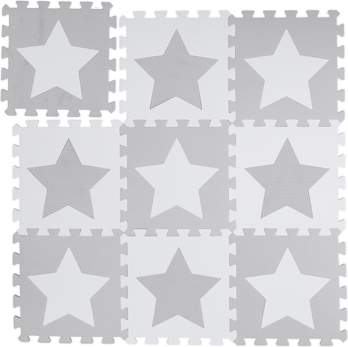 Relaxdays puzzel speelmat - met rand - foam - 24-delig - baby - kinderen - grijs-wit