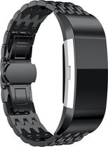 Stalen Smartwatch bandje - Geschikt voor  Fitbit Charge 2 stalen draak band - zwart - Horlogeband / Polsband / Armband