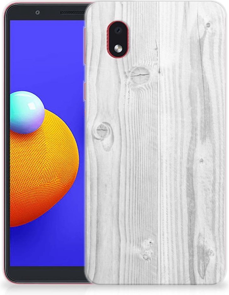 Samsung Galaxy A01 Core Bumper Hoesje White Wood