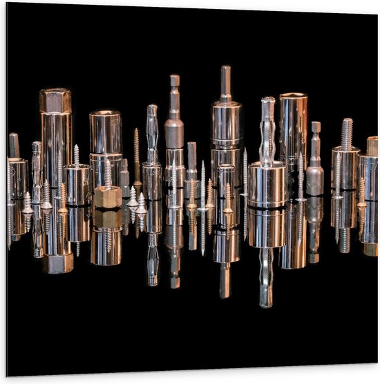 Dibond - Verschillende Schroeven  - 100x100cm Foto op Aluminium (Met Ophangsysteem)