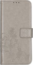 Klavertje Bloemen Booktype OnePlus 7T Pro hoesje - Grijs