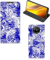 Smartphone Hoesje Xiaomi Poco X3 | Poco X3 Pro Book Style Case Angel Skull Blue