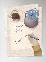 Vissevasse Wenskaart - Valentijn - I Love You Note - 10,5 x 15 cm