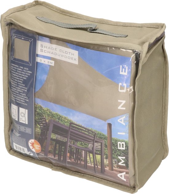 Sonnensegel Quadratisch – 3,4 X 3,4 M, Taupe, Polyester, UV-geschützt, Mit Installationsseil