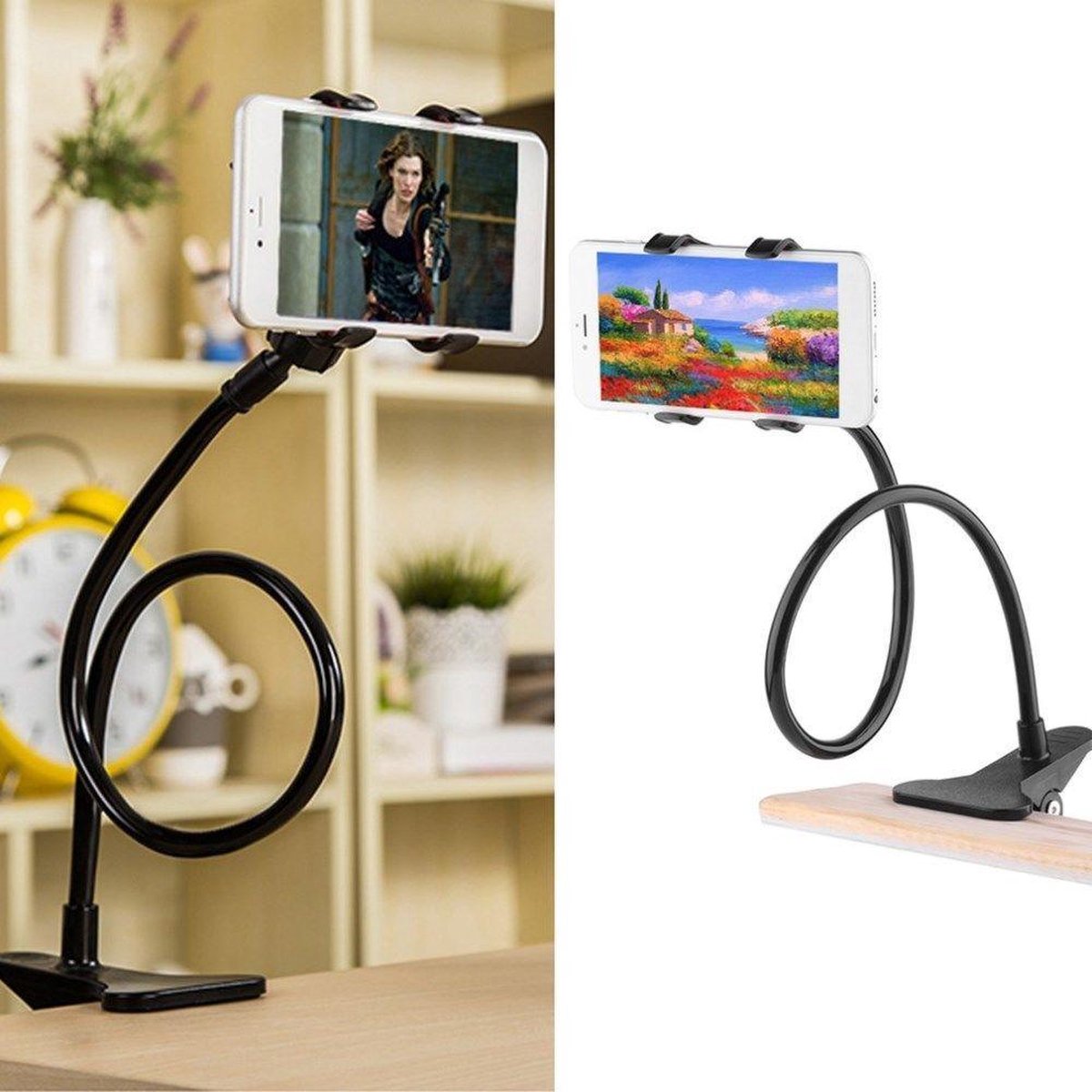 Support Flexible Pour Téléphone/Tablette – Bras Ajustable Pour Bureau, Lit Ou Streaming