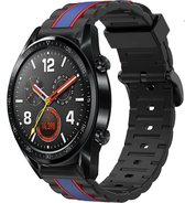 Siliconen Smartwatch bandje - Geschikt voor  Huawei Watch GT Special Edition band - zwart/blauw - 46mm - Horlogeband / Polsband / Armband