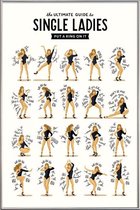 JUNIQE - Poster met kunststof lijst Single Ladies songtekst -20x30