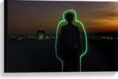 Canvas - Groene Omlijning van Persoon - 60x40cm Foto op Canvas Schilderij (Wanddecoratie op Canvas)