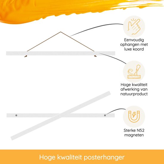 Accroche poster avec cordon de luxe, finition haute qualité, aimants N52 puissants. Facile à accrocher.