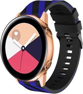 Siliconen Smartwatch bandje - Geschikt voor  Samsung Galaxy Watch Active gestreept siliconen bandje - zwart/blauw - Horlogeband / Polsband / Armband