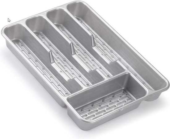 Bestekbak/bestekhouders 5-vaks zilver - 27 x 33 x 4,5 cm - Besteklade