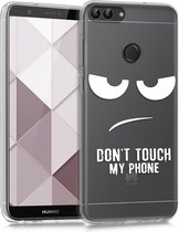 kwmobile telefoonhoesje voor Huawei Enjoy 7S / P Smart (2017) - Hoesje voor smartphone in wit / transparant - Don't Touch My Phone design