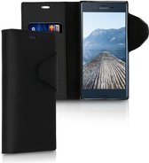 kalibri telefoonhoesje voor Sony Xperia XZ / XZs - Hoesje met pasjeshouder en standaard - zwart - Wallet case