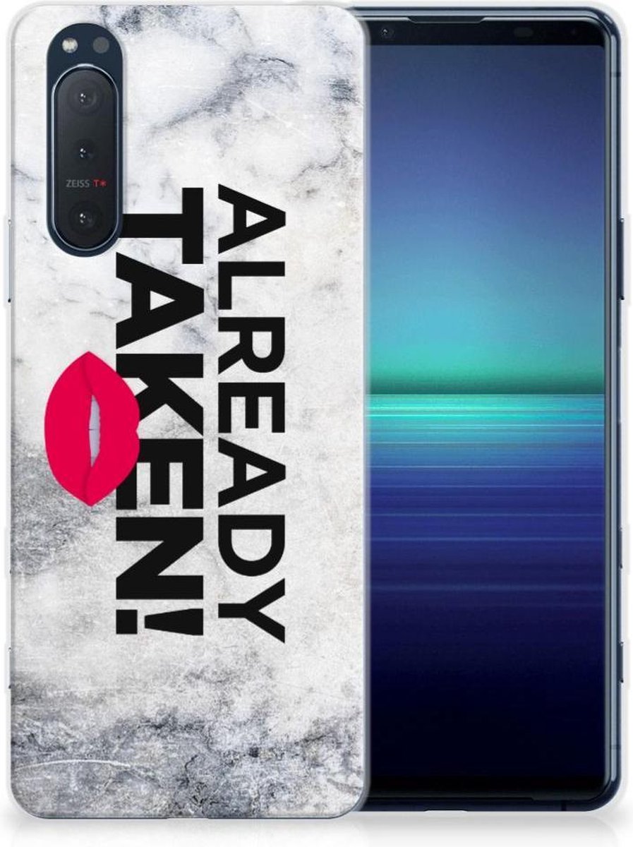 Back Cover voor Sony Xperia 5II Siliconen hoesje met naam Already Taken White