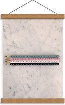 Schoolplaat – Gekleurde Potloden met Alfabet - 30x40cm Foto op Textielposter (Wanddecoratie op Schoolplaat)