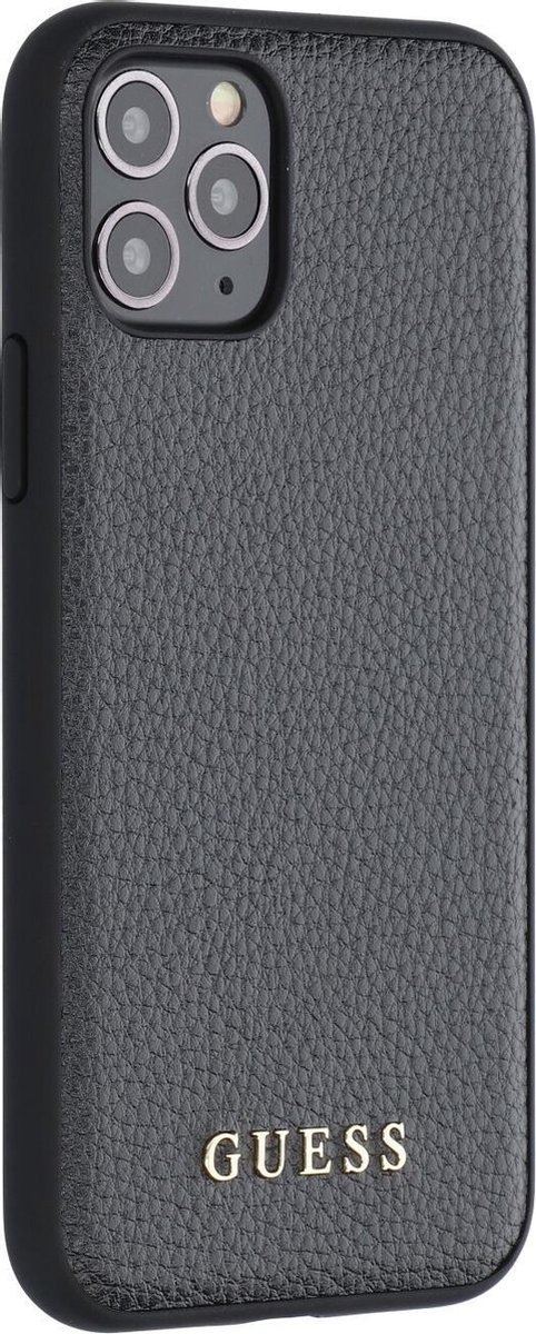 iPhone 11 Pro Backcase hoesje - Guess - Effen Zwart - Kunstleer